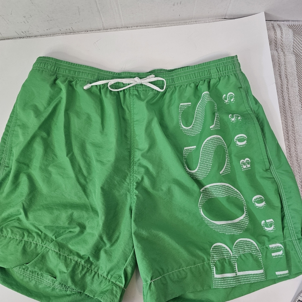 Hugo Boss Killfish Green Swim Shorts Size XL Beachy Coastal Preppy